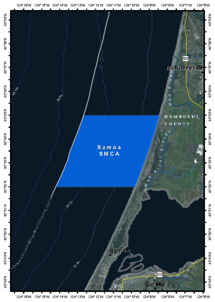 Map of Samoa State Marine Conservation Area - click to enlarge in new tab